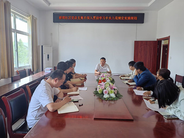 橋灣社區黨總支召開深入貫徹中央八項規定精神學習教育專題集中學習會